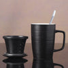 Black Ceramic Tea Infuser Mug With Lid