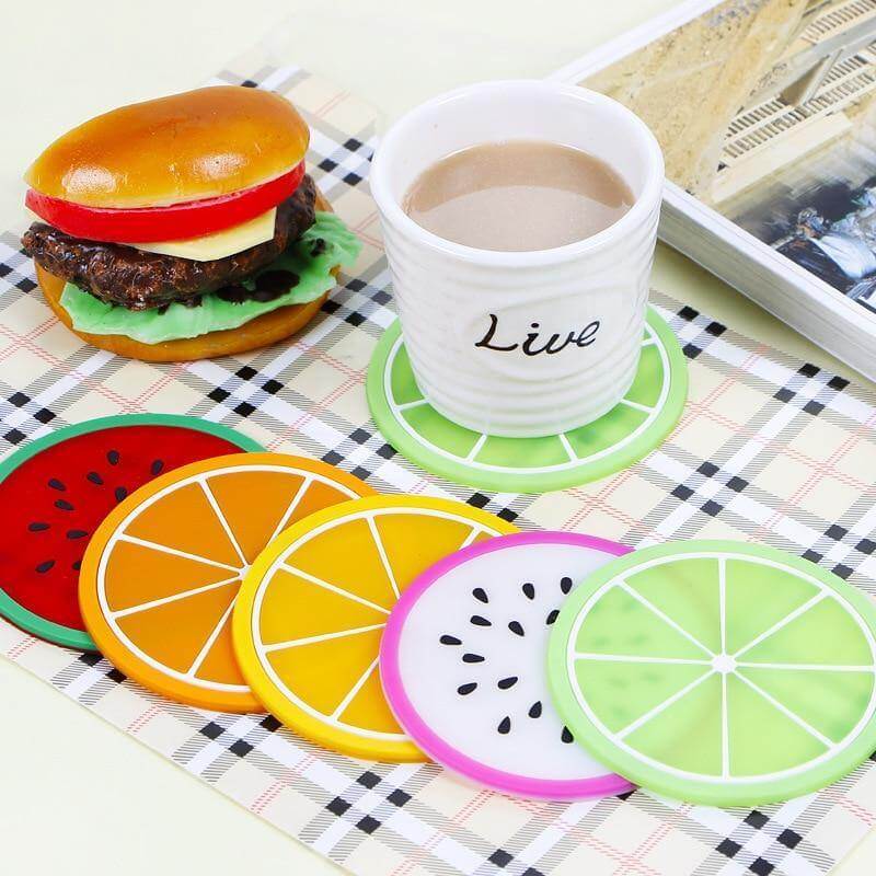 5pcs Silicon Custom Fruit Coasters - MaviGadget