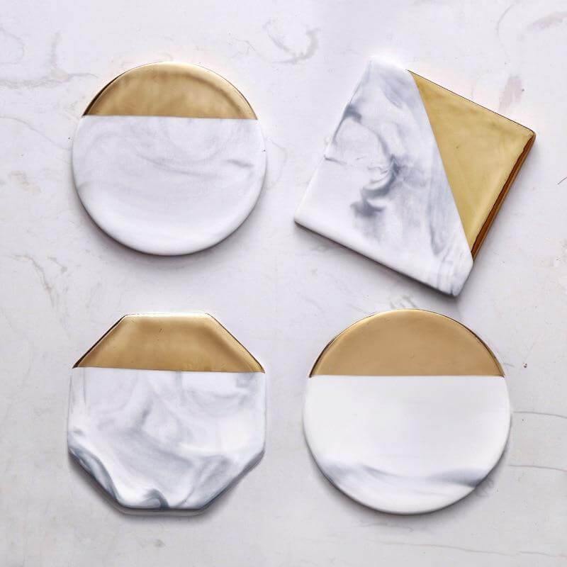 Luxury European Style Marble Stripes Ceramic Coaster - MaviGadget