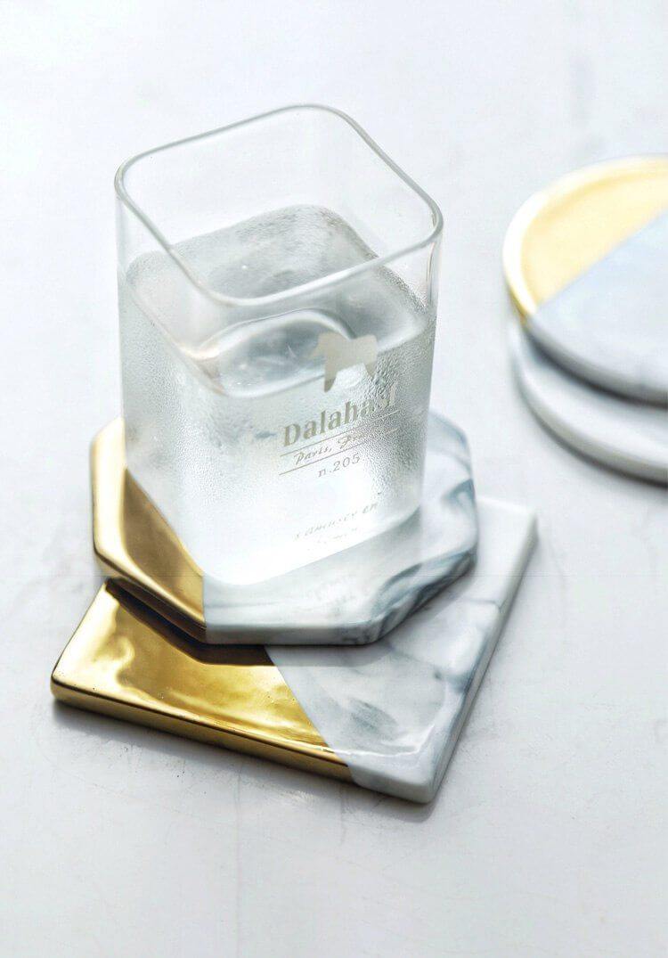 Luxury European Style Marble Stripes Ceramic Coaster - MaviGadget