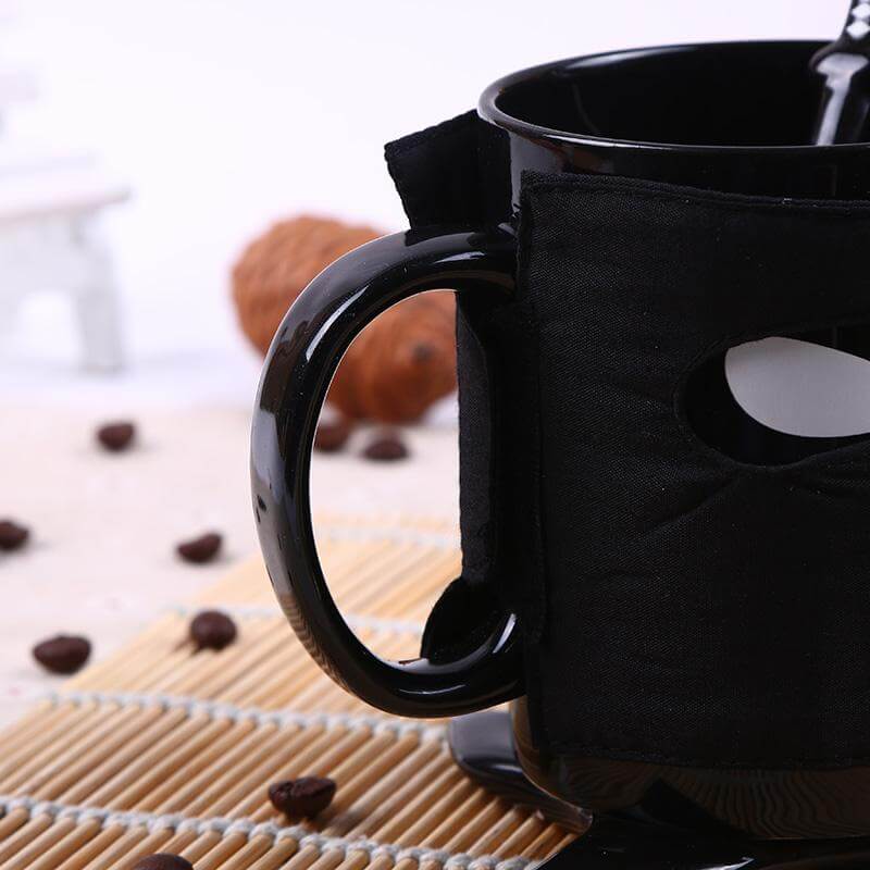 Creative Ninja Ceramic Mug with Mask Sword and Spoon - MaviGadget